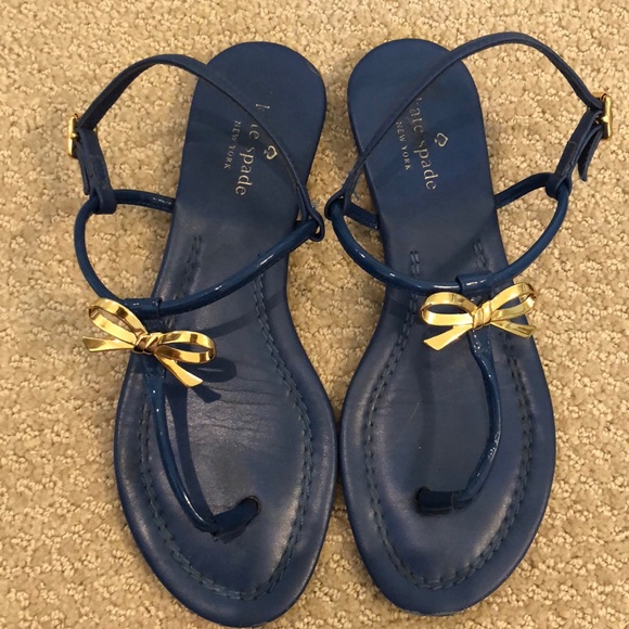 KATE SPADE Royal blue thong with gold bow - Picture 1 of 2